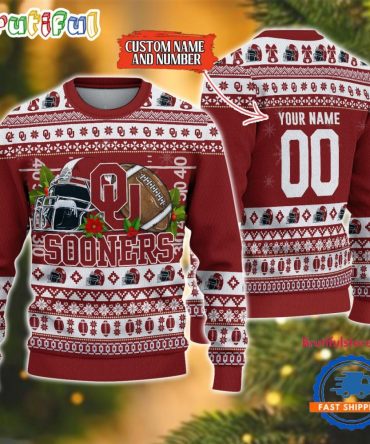 Ncaa Oklahoma Sooners Logo Team Football Custom Christmas Ugly Sweater