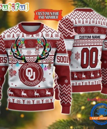 Ncaa Oklahoma Sooners Special Reindeer Light Ugly Christmas Sweater