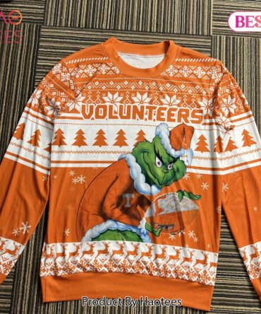 Festive Grinch Ugly Christmas Ugly Christmas Sweater - Volunteer Football Theme , Cozy & Fun Holiday Wear