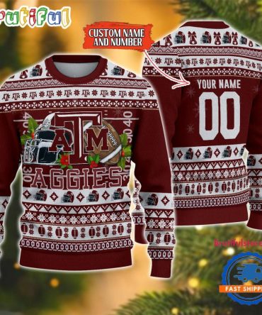 Ncaa Texas A&Ampm Aggies Logo Team Football Custom Christmas Ugly Sweater