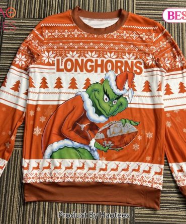 Festive Longhorns Grinch Sweater - Christmas Style By Haotees - Perfect Gift!