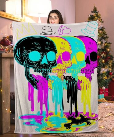 Vibrant Skull Art Blanket – Cozy, Unique, And Stylish Home Decor Gift