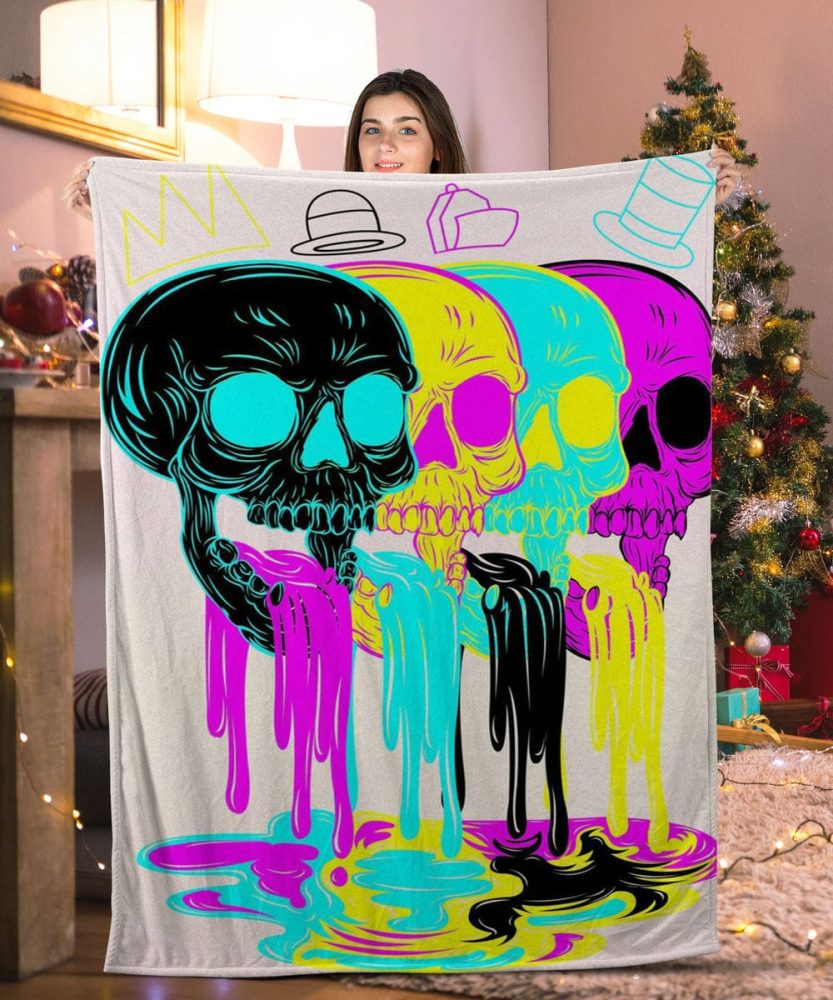 Vibrant Skull Art Blanket – Cozy, Unique, And Stylish Home Decor Gift