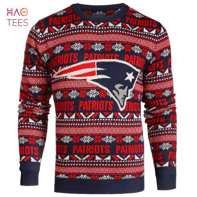 Best New England Patriots Nfl Aztec Ugly Crew Neck Ugly Christmas Sweaters By Forever Collectibles