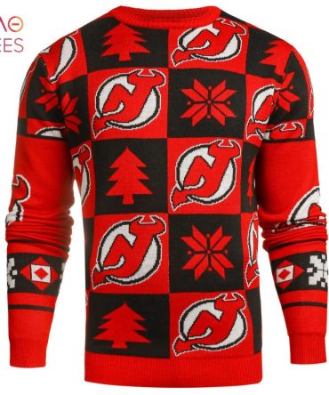 Best New Jersey Devils Patches Nhl Ugly Crew Neck Ugly Christmas Sweater By Forever Collectibles