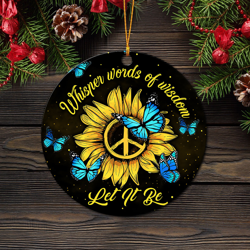 New Let It Be Hippie Butterfly Blue Ceramic Ornament Perfect Gift For Holiday - Image 2