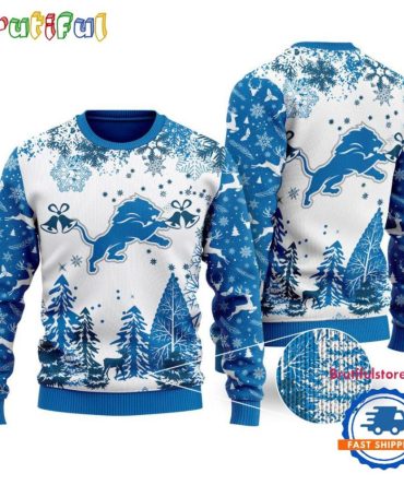 Nfl Detroit Lions Logo Football Team Special Xmas Tree Christmas Ugly Sweater