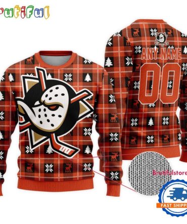 Nhl Anaheim Ducks Personalized Snow Tree Ugly Christmas Sweater