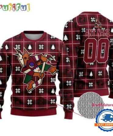 Nhl Arizona Coyotes Personalized Snow Tree Ugly Christmas Sweater