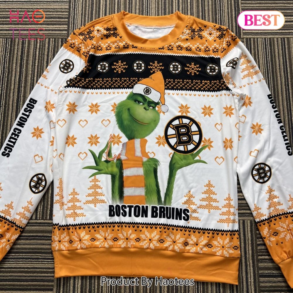 Festive Boston Bruins Grinch Sweater ? Cozy Holiday Apparel For Fans