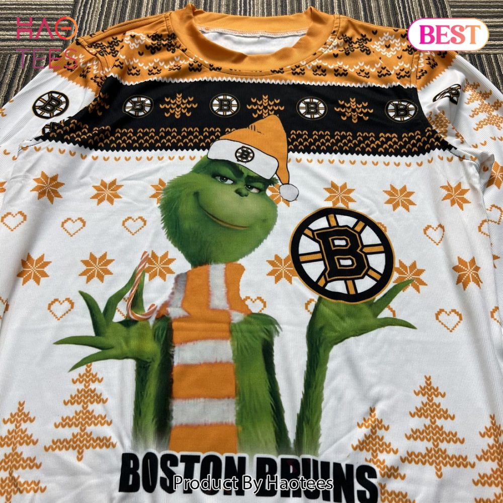 Festive Boston Bruins Grinch Sweater ? Cozy Holiday Apparel For Fans - Image 4