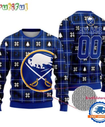 Nhl Buffalo Sabres Personalized Snow Tree Ugly Christmas Sweater