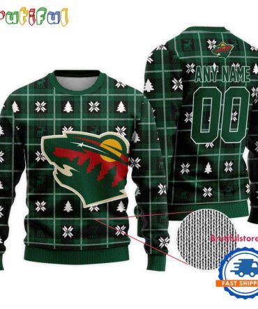 Nhl Minnesota Wild Personalized Snow Tree Ugly Christmas Sweater
