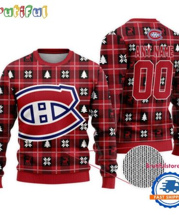 Nhl Montreal Canadiens Personalized Snow Tree Ugly Christmas Sweater