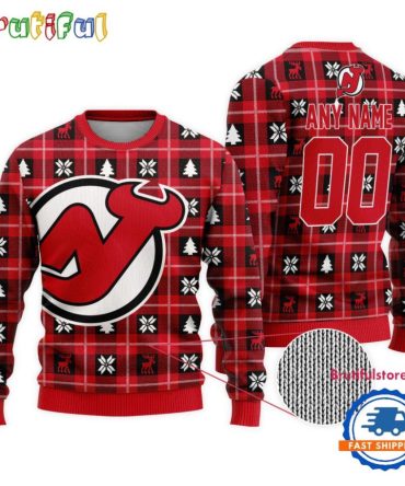Nhl New Jersey Devils Personalized Snow Tree Ugly Christmas Sweater
