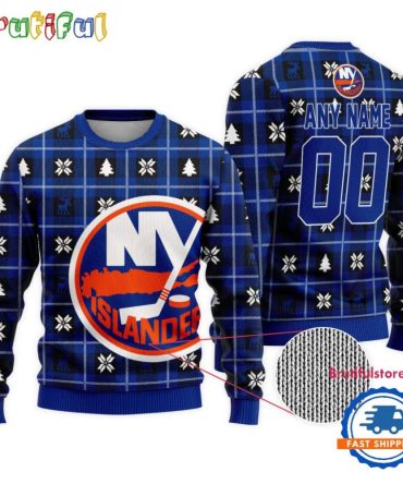 Nhl New York Islanders Personalized Snow Tree Ugly Christmas Sweater