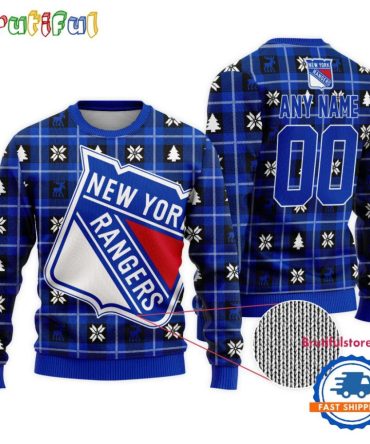 Nhl New York Rangers Personalized Snow Tree Ugly Christmas Sweater