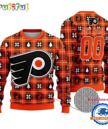 Nhl Philadelphia Flyers Personalized Snow Tree Ugly Christmas Sweater