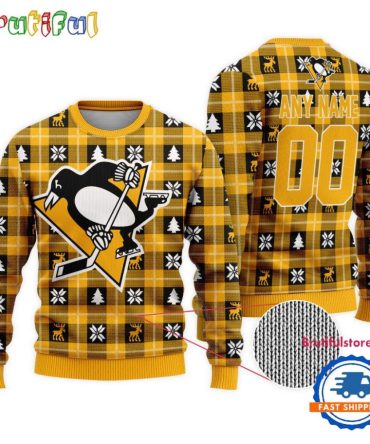 Nhl Pittsburgh Penguins Personalized Snow Tree Ugly Christmas Sweater