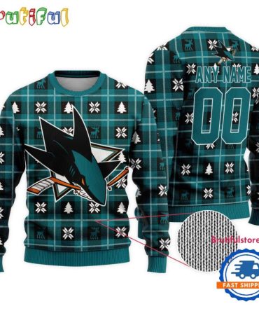 Nhl San Jose Sharks Personalized Snow Tree Ugly Christmas Sweater