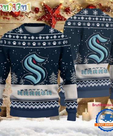 Nhl Seattle Kraken Hockey Team Design New Ugly Christmas Sweater