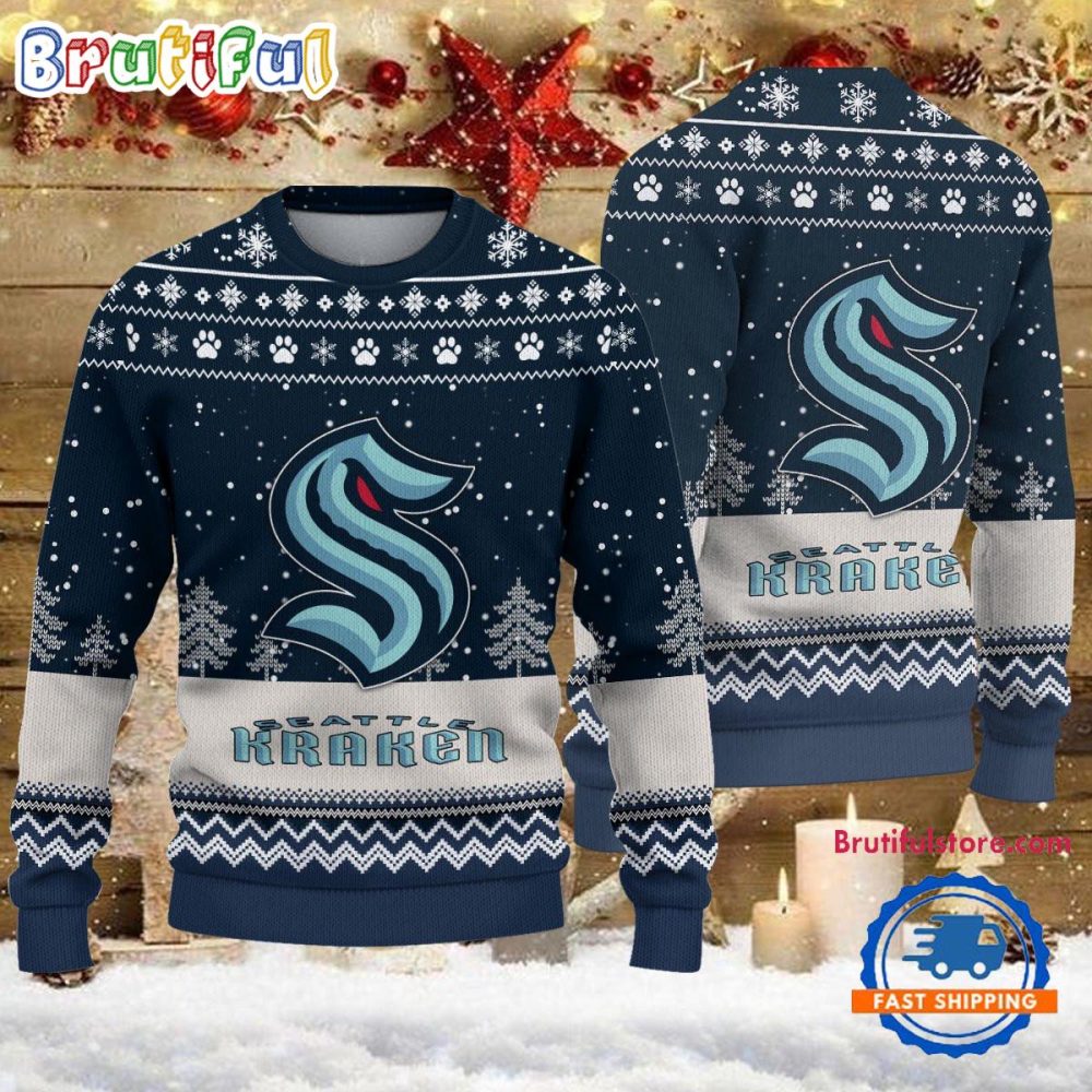 Nhl Seattle Kraken Hockey Team Design New Ugly Christmas Sweater