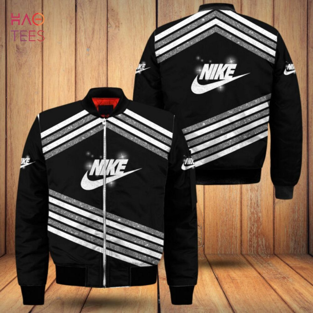 THE BEST Nike Luxury Brand Stripe White Grey Bomber Jacket Limited Edition - Image 2