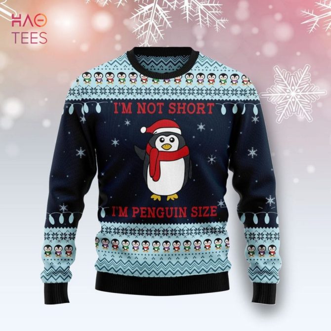 Cozy Penguin Christmas Sweater - Fun 'I'M Not Short, I'M Penguin Size' Design - Perfect Holiday Gift!