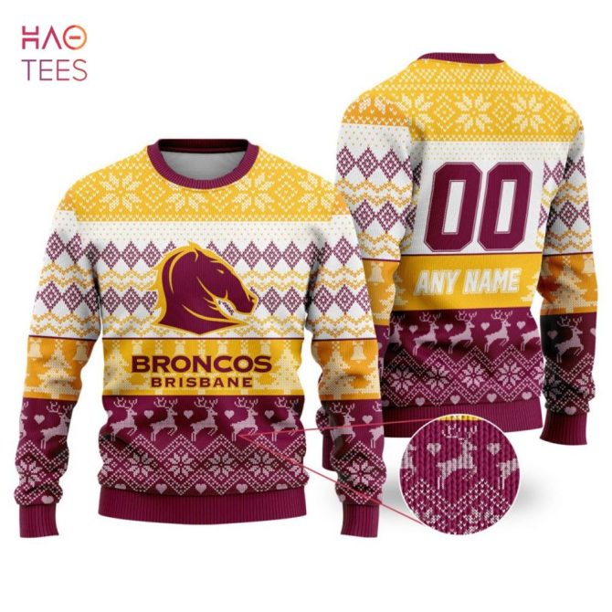 Customizable Broncos Brisbane Ugly Christmas Sweater - Festive Knit For Fans