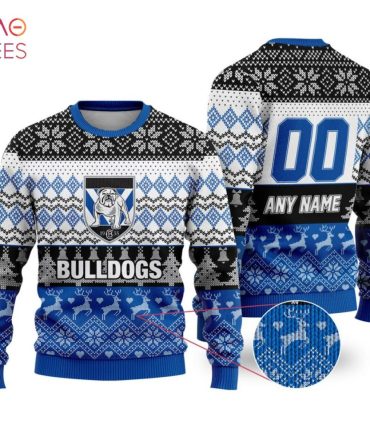 Custom Bulldogs Christmas Sweater - Personalized Name & Number - Festive Knitwear