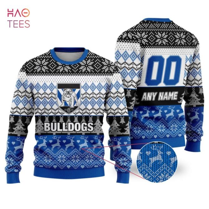 Custom Bulldogs Christmas Sweater - Personalized Name & Number - Festive Knitwear