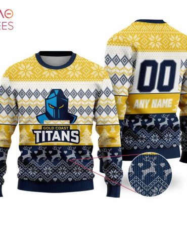 Custom Gold Coast Titans Ugly Christmas Sweater – Personalized Name & Number!