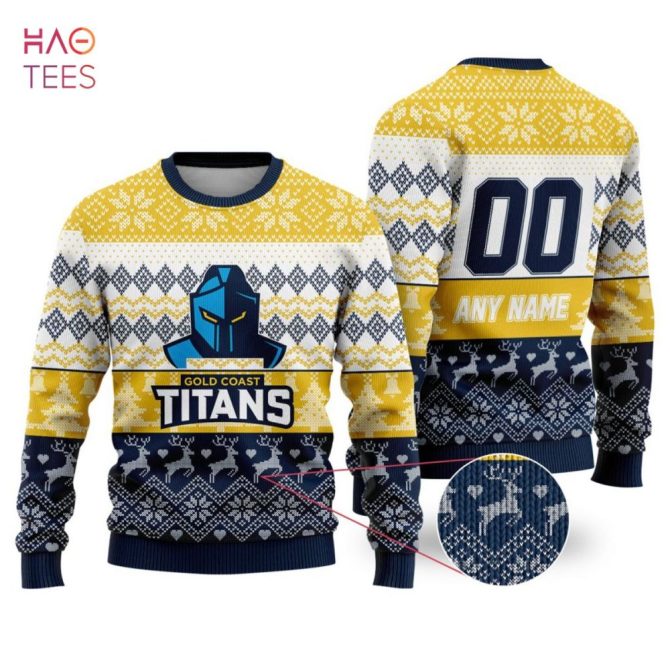 Custom Gold Coast Titans Ugly Christmas Sweater – Personalized Name & Number!