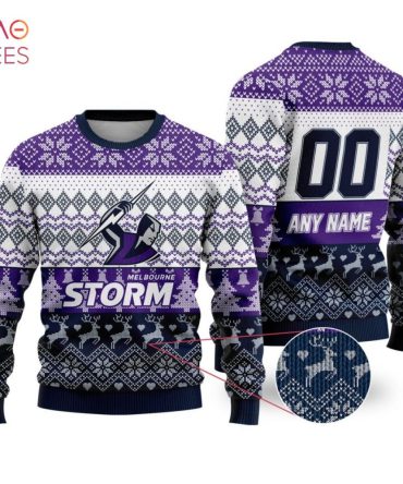 Custom Melbourne Storm Ugly Christmas Sweater - Personalized Name & Number - Perfect Holiday Gift!