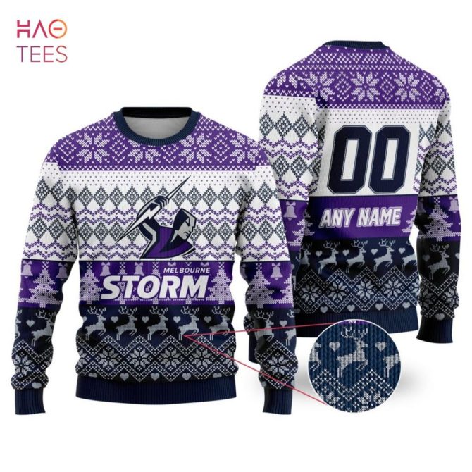 Custom Melbourne Storm Ugly Christmas Sweater - Personalized Name & Number - Perfect Holiday Gift!