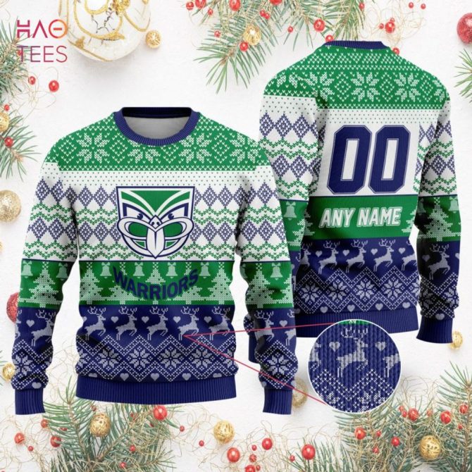 Custom Warriors Ugly Christmas Sweater - Personalized Name & Number - Festive Holiday Knit - Image 2