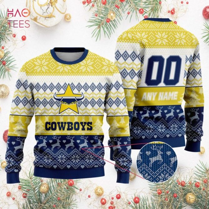 Custom Cowboys Ugly Christmas Sweater - Personalized Name & Number, Festive Holiday Knit - Image 2