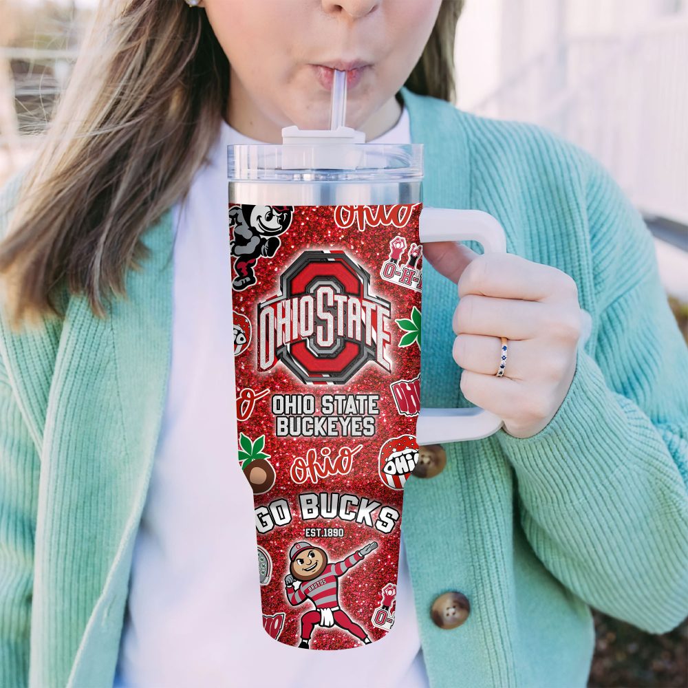 Ohio State Buckeyes Ncaa Sports Custom Stanley Quencher 40Oz Stainless Steel Tumbler With Handle, Stanley Cup, Tumbler Cup, Best Gift - Image 5