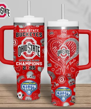 Ohio State Buckeyes Ncaa Sports Custom Stanley Quencher 40Oz Stainless Steel Tumbler With Handle, Stanley Cup, Tumbler Cup, Best Gift