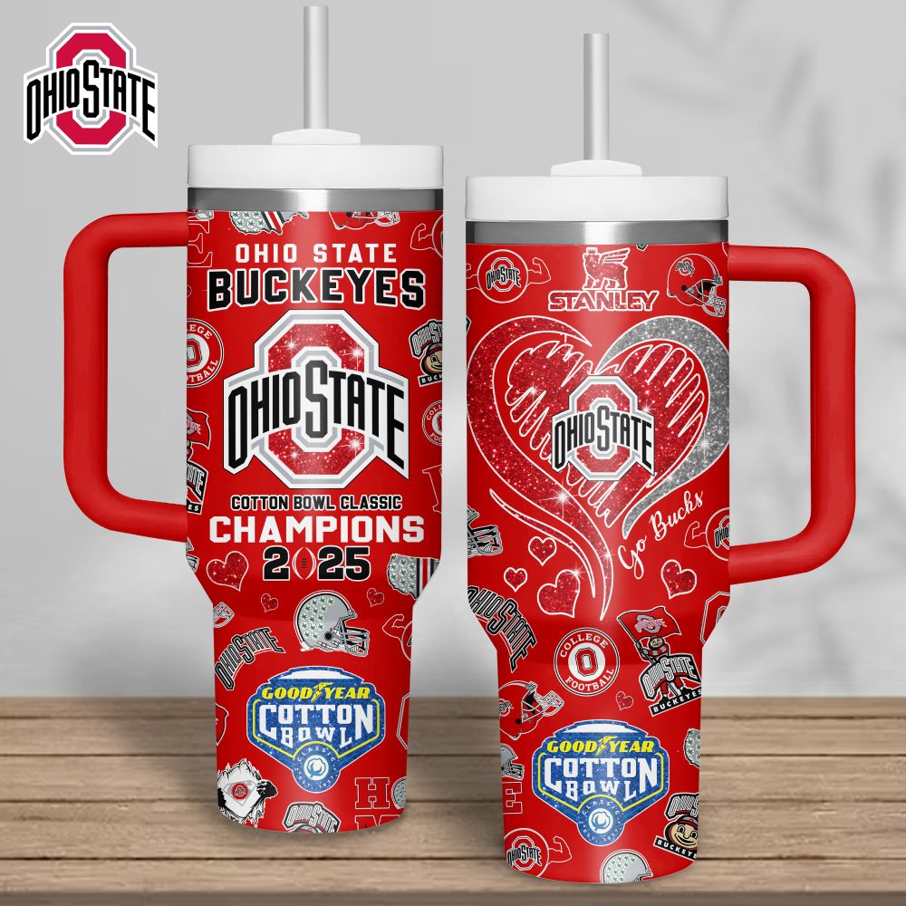 Ohio State Buckeyes Ncaa Sports Custom Stanley Quencher 40Oz Stainless Steel Tumbler With Handle, Stanley Cup, Tumbler Cup, Best Gift