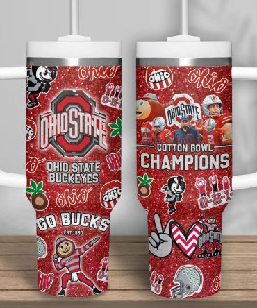 Ohio State Buckeyes Ncaa Sports Custom Stanley Quencher 40Oz Stainless Steel Tumbler With Handle, Stanley Cup, Tumbler Cup, Best Gift