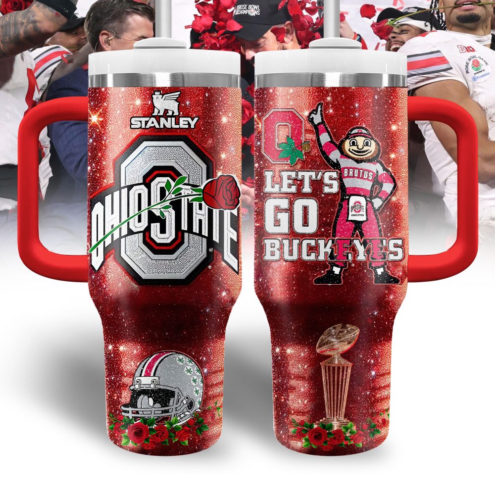 Ohio State Buckeyes Ncaa Sports Custom Stanley Quencher 40Oz Stainless Steel Tumbler With Handle, Stanley Cup, Tumbler Cup, Best Gift