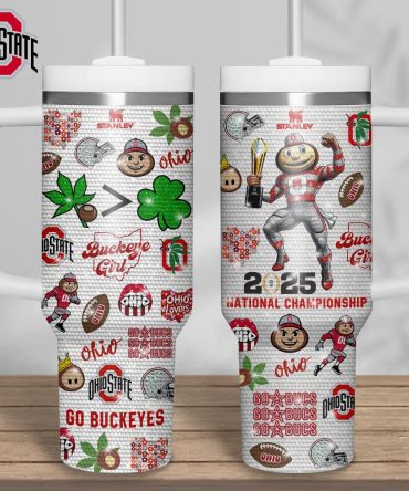 Ohio State Buckeyes Ncaa Sports Custom Stanley Quencher 40Oz Stainless Steel Tumbler With Handle, Stanley Cup, Tumbler Cup, Best Gift