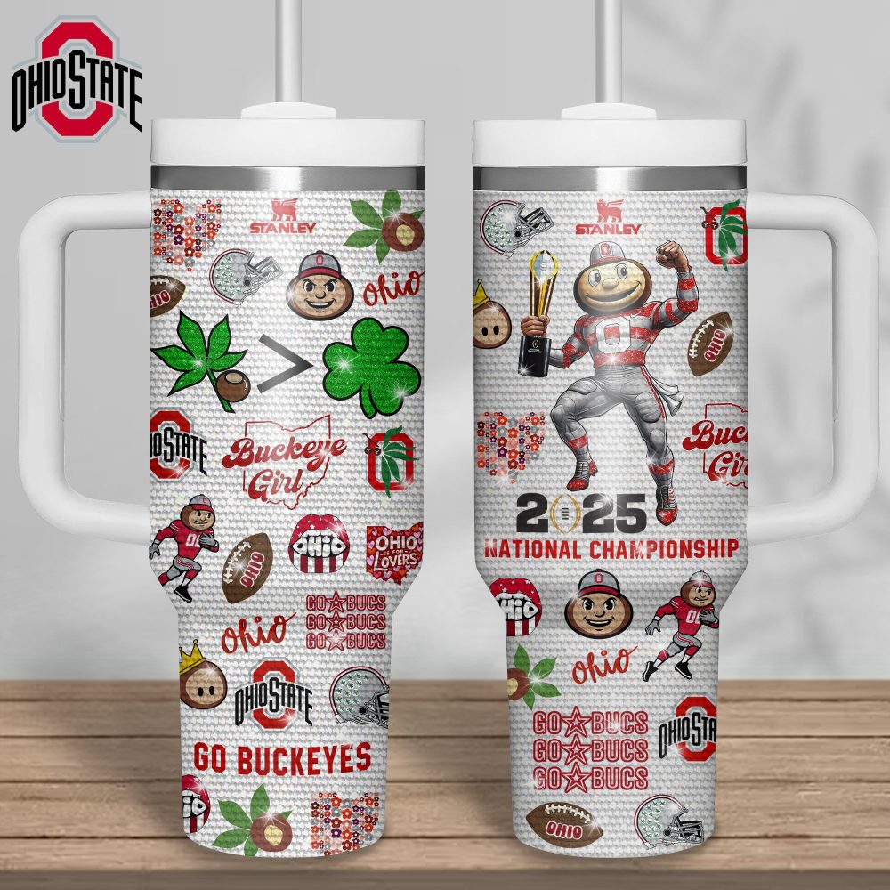 Ohio State Buckeyes Ncaa Sports Custom Stanley Quencher 40Oz Stainless Steel Tumbler With Handle, Stanley Cup, Tumbler Cup, Best Gift