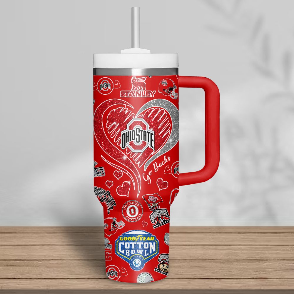 Ohio State Buckeyes Ncaa Sports Custom Stanley Quencher 40Oz Stainless Steel Tumbler With Handle, Stanley Cup, Tumbler Cup, Best Gift - Image 3
