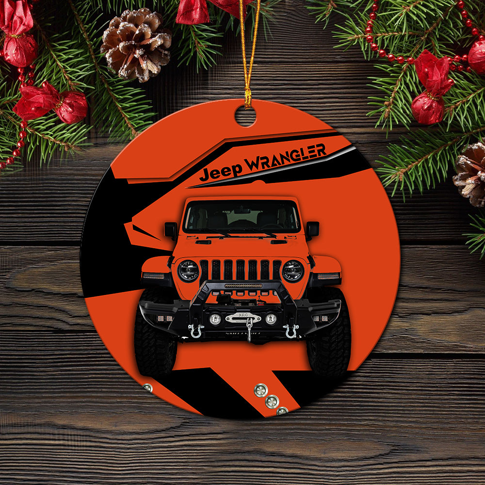 Orange Jeep Ceramic Ornament Perfect Gift For Holiday - Image 2