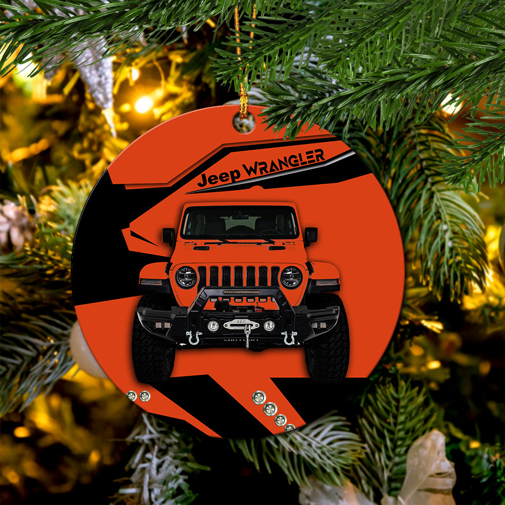 Orange Jeep Ceramic Ornament Perfect Gift For Holiday
