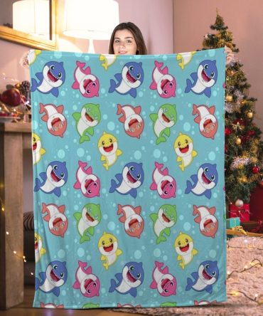 Cozy Kids' Shark Blanket - Soft, Colorful, Perfect Gift For Baby Shark Fans!