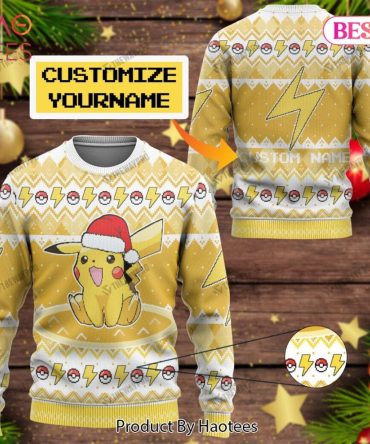 Customizable Pikachu Christmas Sweater - Add Your Name, Perfect Gift!