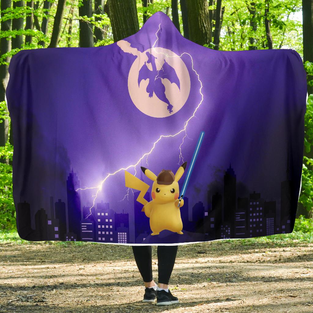 Pikachu With Sword Pokemon Hooded Blanket